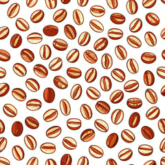 Create a vector illustration of boldly outlined, scattered coffee beans.  The style should be clean and modern with a thick, dark stroke.