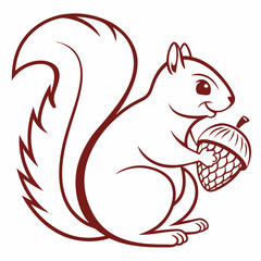 Cute Squirrel Illustration Holding an Acorn with a Big Bushy Tail