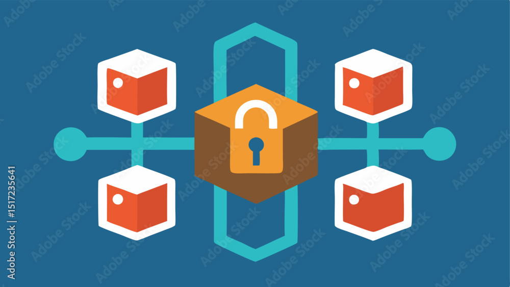 Poster data integrity lock a lock symbol overlaid on a supply chain illustration signifying how blockchain 