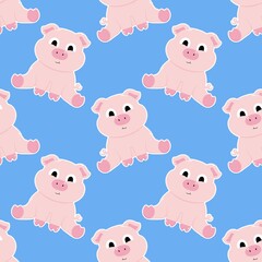 pig cartoon seamless repeating pattern