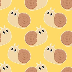 Snail cartoon seamless repeating pattern