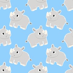 Rhinoceros cartoon seamless repeating pattern