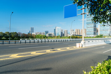 Empty urban road and buildings in the city