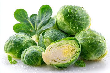 Fototapeta premium Brussels sprouts on white background