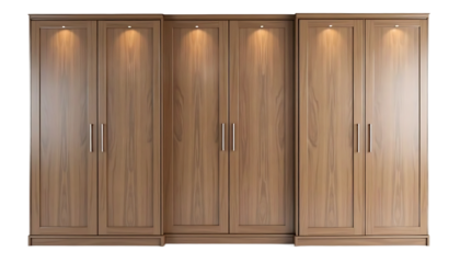 Wooden Wardrobe Closet Storage with Doors and Under Cabinet Lighting
