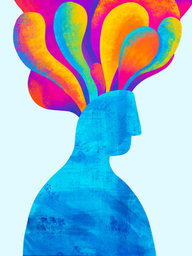 Vibrant depiction of human creativity and thought process