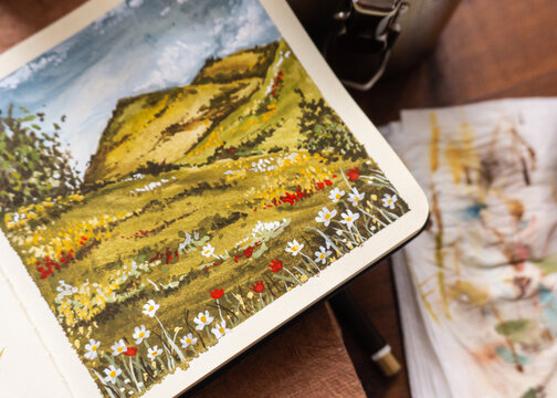 Painting a Serene Mountain Meadow in Watercolors