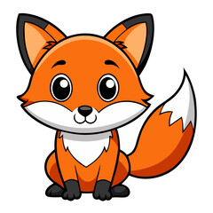Cartoon illustration of a cute orange animal with a fluffy tail sitting down and looking forward happily