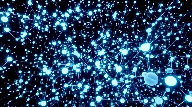 Dynamic visualization of an artificial intelligence neural network, black background with floating binary codes and data layers, ultra modern digital look