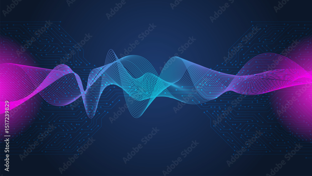 Poster technology background with circuit board electronics digital connected lines.artificial intelligence
