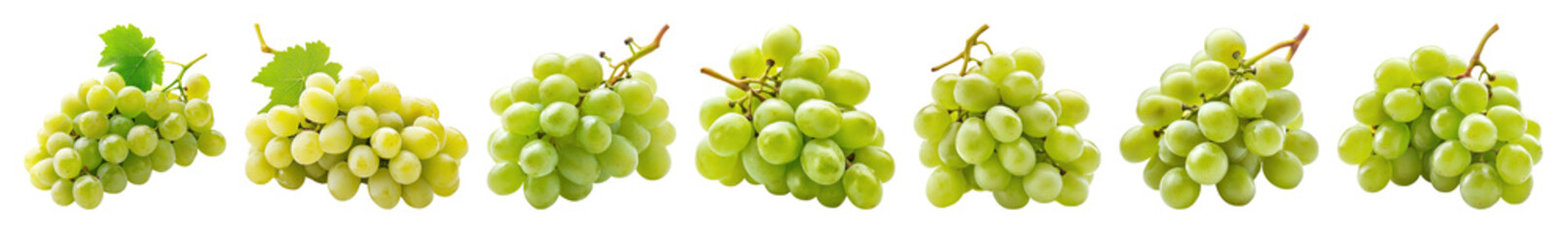 PNG Fresh green grapes cluster row transparent background.