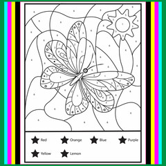 Color by numbers - addition and subtraction worksheet for education. Coloring book. Solve examples...