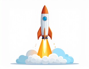 Rocket launch startup business concept illustration vector design on white background