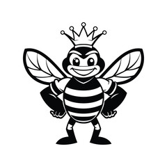 confident cartoon bee character vector illustration