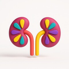 Colorful 3D Render of Kidneys with Cartoonish Design