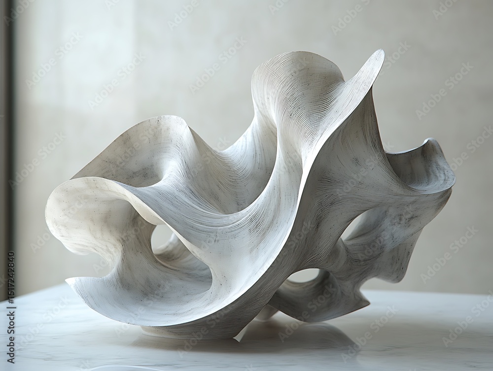 Poster sculpted fluidity: a flowing form in marble-like material with smooth edges