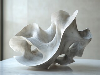 Fototapeta premium Sculpted Fluidity: A Flowing Form in Marble-Like Material with Smooth Edges