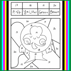 Vector capybara color by number activity with animal on natural background. Nature landscape scene. Black and white counting game. Coloring page for kids with cute capybara