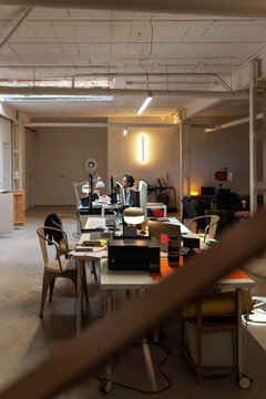 Man Working in Modern Office by night 

