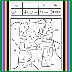 color by number activity book for kids