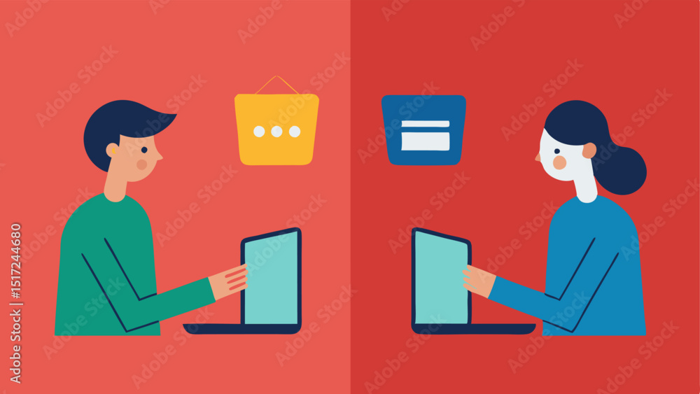 Aufkleber comparing prices a split screen view of two shoppers comparing prices side by side between different