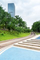 walkway in the modern city
