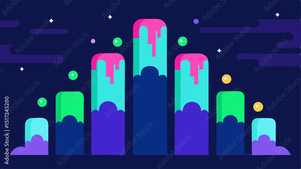 Poster cascading falls a waterfall of percentage signs in neon colors cascading down the illustration with 