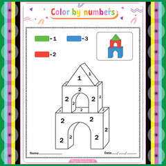 Easy activity color by number coloring pages for you new  kdp book