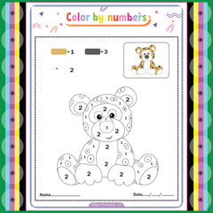 Simple Taddy color by number for your cute baby coloring pages