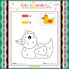 Color by number coloring pages for kids