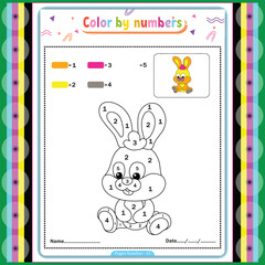 Little Rabbit color by number coloring book for kids