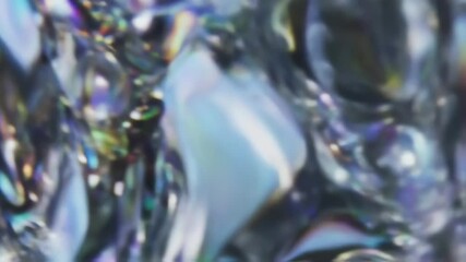 Liquid transparent iridescent blobs. 3D rendering abstract multicolor moving flow bubbles - Powered by Adobe