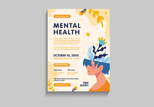 Beige And Orange Mental Health Awareness Poster