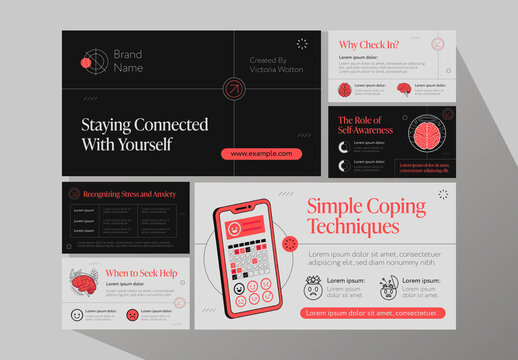 Black And Red Mental Health Awareness Support Yourself Presentation