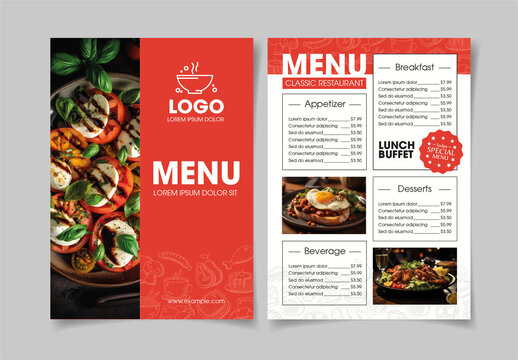 Red And White Classic Food Restaurant Gourmet Menu