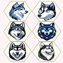 dead of husky vector set