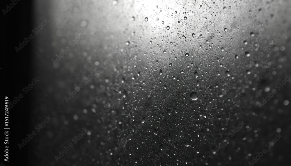 Poster close-up view of condensation on glass surface, displaying intricate patterns. misty texture, water 