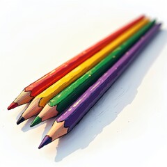 Fototapeta premium Illustration of vibrant colored pencils arranged creatively. Education, art supplies, creativity, sketching, school theme suitable. Vivid colors on clean background. Perfect for any school or artist.