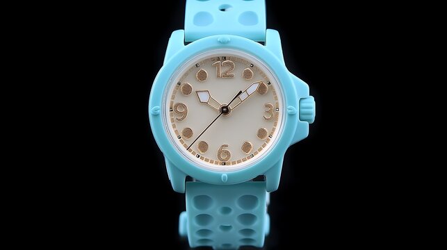 Stylish Turquoise Watch on Black Backdrop Showcasing Design and Functionality