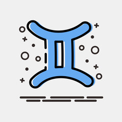 Icon gemini. Zodiac horoscope elements. Icon in MBE style.