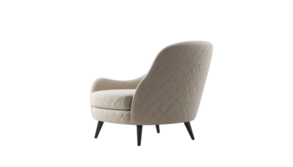 Modern Beige Upholstered Lounge Chair with Curved Back and Tapered Legs

