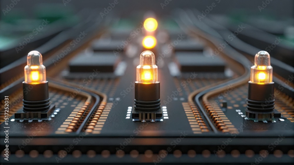 Poster flickering lights on circuit board with incomplete assembly detail