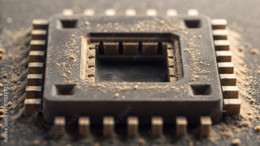Poster Dusty Aged Chip Socket View with Fine Particles and Unique Texture