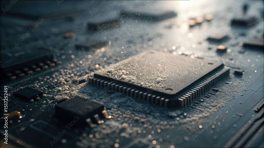 Poster Dusty Circuit Board with Missing Components in Gigapixel Detail