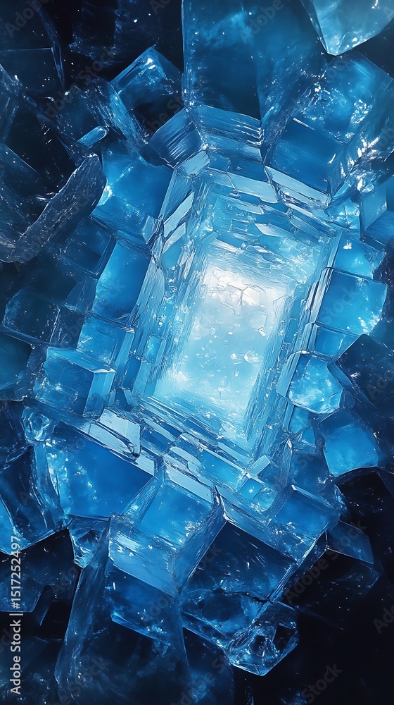 Poster abstract crystalline structure creating mesmerizing light and shadow patterns