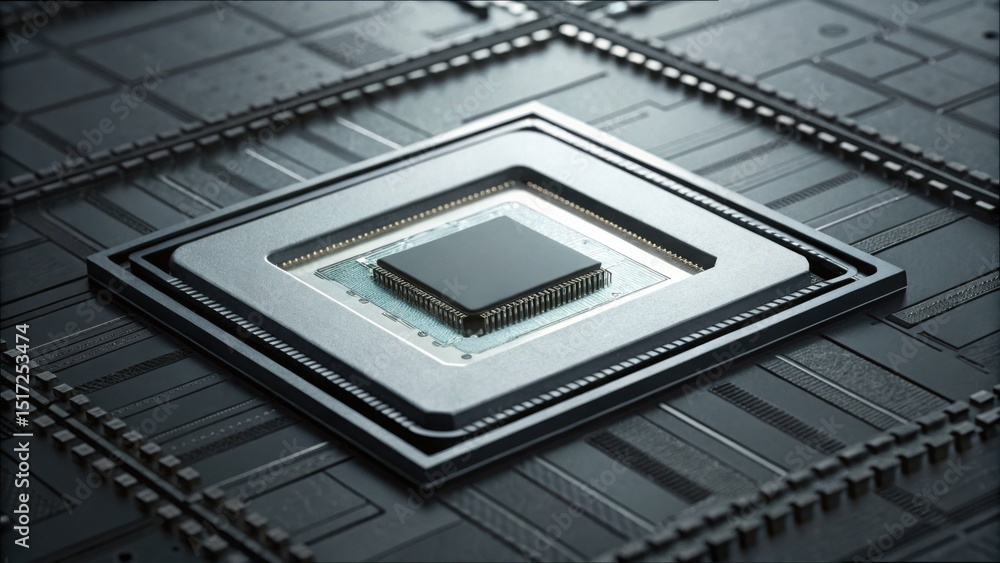 Poster Abstract Close-Up View of Floating Holographic Chip on Surface
