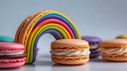 Colorful Rainbow Shaped Macaron Pastry Treat