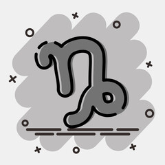 Icon capricorn. Zodiac horoscope elements. Icon in comic style.