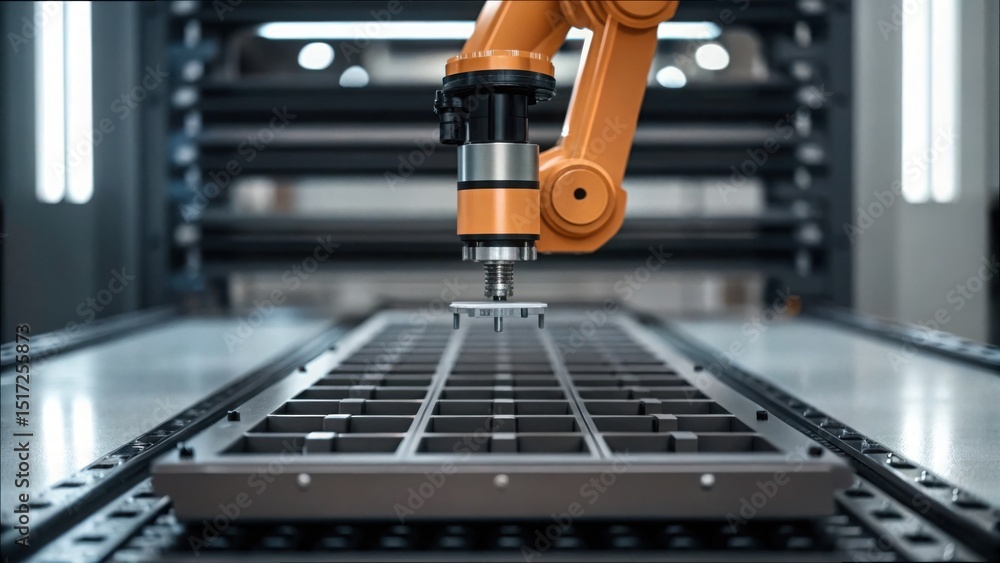 Aufkleber robotic arm halting over empty workspace in gigapixel standard