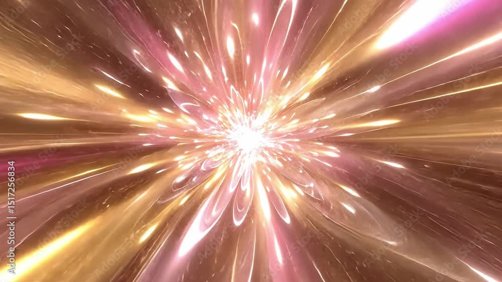 Poster abstract glowing starburst effect with dynamic light rays radiating in warm golden hues and reflecti